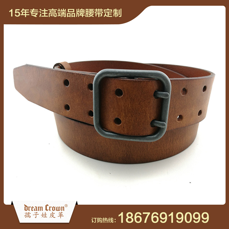復古雙排日字扣皮帶